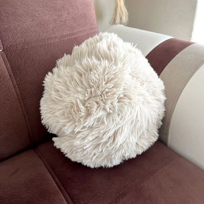 Dekoratif Peluş Puff Kırlent Yastık Bej 30cm