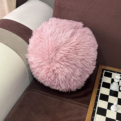 Dekoratif Peluş Puff Kırlent Yastık Pembe 30cm