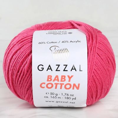 Gazzal Baby Cotton Fuşya Bebek Yünü Örgü İpi 50g 3415