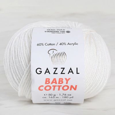 Gazzal Baby Cotton Kırık Beyaz Bebek Yünü Örgü İpi 50g 3410